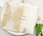 50Sets 5x7 inch 250gsm Light Gold Glitter Wedding Invitations Cards with Envelopes Laser Cut Greeting invites 4 Birthday Bridal Show - Image 6