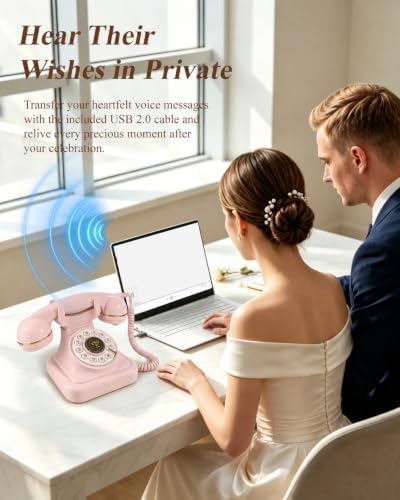 Wedding Audio Guest Book Phone with Voice Message Recorder, Vintage Voicemail Guestbook Machine for Wedding Reception, Bridal Shower, Anniversary, Birthday Party Keepsake - Image 4