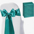Satin Chair Sashes Bows 50 Pack Universal Polyester Chair Ribbons for Wedding Anniversary Retirement Party Birthday Engagement Banquet Graduation Outdoor Events Decor (Teal, 50 pcs) by JKDMJF