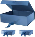 PACKHOME 3 Extra Large Blue Gift Boxes Ribbon Magnetic Lids 17x14.5x5.5in by PACKHOME