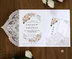 20Pcs Laser Cut Pocket Wedding Invitation Covers, 4.9×7 Inch Trifold Lace Floral Invitation Sleeves with Envelopes personalized wedding invitations(White, 20 Pcs Customized Printed) - Image 3