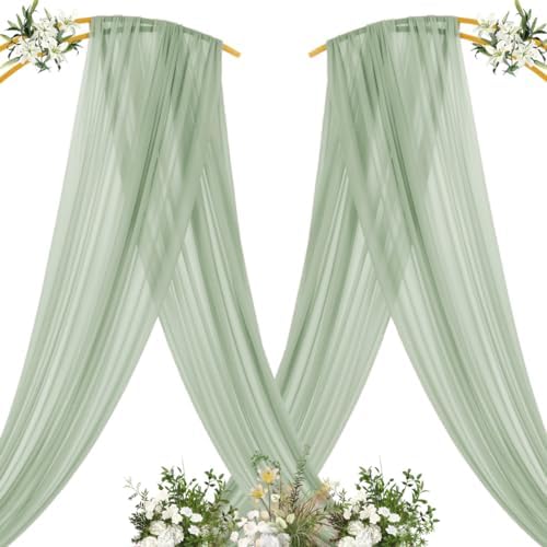 Sheer Gauze Wedding Arch Draping Fabric 29" x 20 FT 4 Panel Sage Green - Image 5
