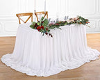 White Table Skirt Chiffon 9FT Sheer Tablecloth for Birthday Party Sweetheart Cake Table Decoration Wedding Table Skirt 2 Layer by QueenDream