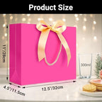 EUSOAR Thank You Gift Bags, 25pcs 12.5"x4.5"x11" Hot Pink Paper Gift Bags with Handles, Gift Wrap Treat Bags with Ribbons Bulk for Wedding Party Favors Grocery Baby Showers Bridesmaid Birthdays - Image 2