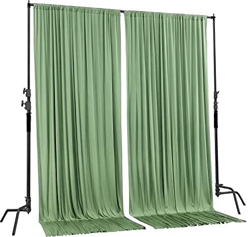 AK TRADING CO. 10 feet x 8 feet IFR Polyester Backdrop Drapes Curtains Panels with Rod Pockets - Wedding Ceremony Party Home Window Decorations - SAGE Green - Image 2
