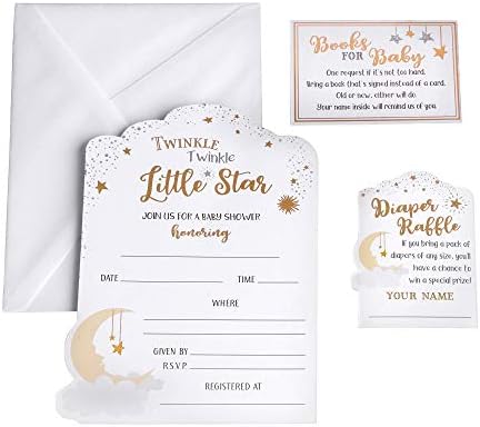 Lillian Rose Twinkle Little Star Theme Baby Shower Invitation Set, White by Lillian+Rose