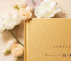 Personalized Guest Book - 11.5" x 8.5" Custom Bride & Groom Names with Bookmark and Hard Cover 140 GSM Blank Pages, for Weddings Guest Book, Engagements, Birthdays, Special Events, Gold - Image 3