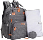 BabbleRoo Extra Large Diaper Bag Backpack, Expandable Baby Bag with Up to 50% More Capacity - Travel Essentials Baby Bag Tote with Changing Pad, Stroller Straps & Pacifier Case - Unisex, Dark Gray by BabbleRoo