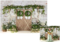 Kate Rustic White Painted Brick Wall Wood Door Photography Backdrops by KateBackdropforPhotography