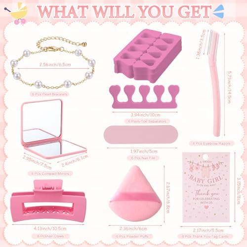 Aliceset 92 Pcs Baby Shower Prizes for Game Party Winners Baby Shower Favors Gifts Includes Hair & Beauty Accessories Jewelry Box with Gift Bag for Gender Revealed Wedding Bridal Party Favors(Pink) - Image 3
