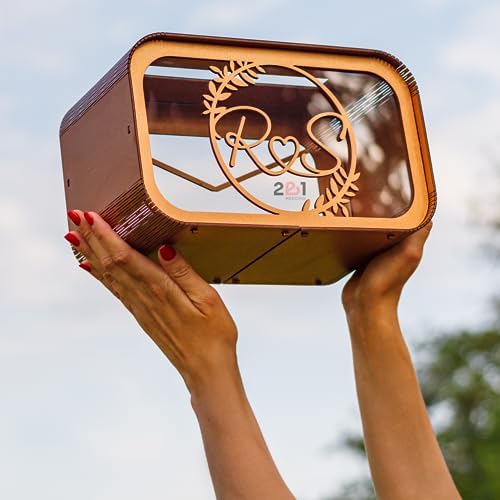 Personalized Wedding Card Box Holder - Rustic Wedding Decorations for Ceremony Outside - Wooden Card Box for Wedding Party Decorations, Birthday, Bridal Shower - Decorative Boxes Variety of 7 Colors - Image 6