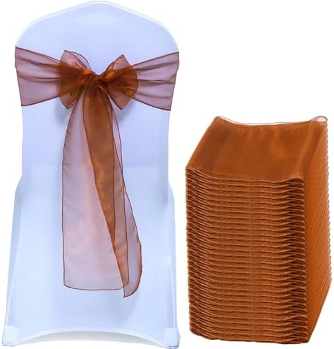 MDS Pack of 75 Organza Chair Sashes for Wedding & Event Décor – Bronze by MDS