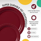 Party Solids Exquisite Burgundy Paper Plates Disposable Heavy Duty 200 Pcs - 100-7 & 100-9 Burgundy Disposable Plates for Party Heavy Duty 350 GSM for Birthday Supplies - Image 4