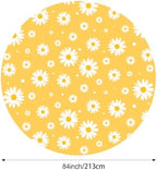 Oudain 12 Pcs 84 Inch Daisy Tablecloth Round Disposable Plastic Boho Flower - Image 2