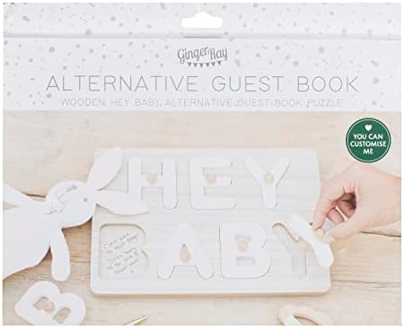 Ginger Ray Hello Baby Alternative Baby Shower Guest Book Wooden Puzzle - Image 5