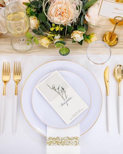 Supernal Gold Disposable Plates Silverware Set Serves 30 Birthday Wedding - Image 3