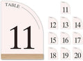 Hanna Roberts Minimal Curved Wooden Table Number Sign with Wooden Base | For Wedding Reception, Restaurants, Rehearsal Dinner, Events and Party (Set of 10, 1-10) (Set of 10, 11-20, Pink) by HannaRoberts