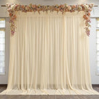 10ft x 10ft Champagne Backdrop Curtains, Wrinkle-Free Sheer Chiffon Fabric Photo Backdrop Drapes for Wedding Arch Party Ceremony Stage Photography Decorations by WishCare