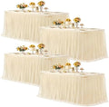 Champagne Tablecloth Rectangle Table Cover for 6 Foot Table, Champagne Tulle Table Skirt Rectangle Table 6ft Stretch Tulle Tablecloth Fitted Elastic Banquet Party Wedding Table Cloth for 6 Foot Table by HBBMAGIC