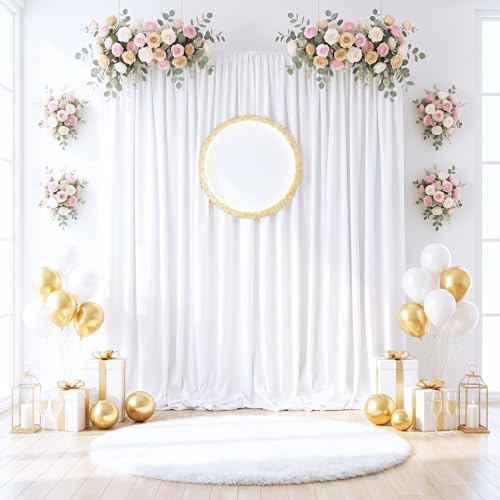 White Backdrop Curtains 30ft x 10ft: Polyester Photography Backdrop Drapes - Wedding Party Photo Shoot Background 6 Panels 5x10ft - Image 5