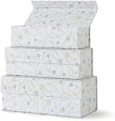 Soul & Lane - Decorative Storage Boxes with Lids, Set of 3, Ivory Lace by SoulLane