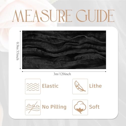 Wokceer Cheesecloth Table Runner Black 10FT Boho Gauze Runner, 12 Pack - Image 2