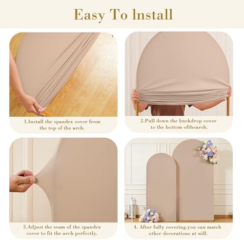 Nude Arch Backdrop Cover for Wedding, 7.2FT 6FT Set of 2 Stretchy Spandex Fitted Arch Stand Cover for Baby Shower, Birthday Party Decor, Chiara Backdrop Cover with Double-Sided Design - Image 4