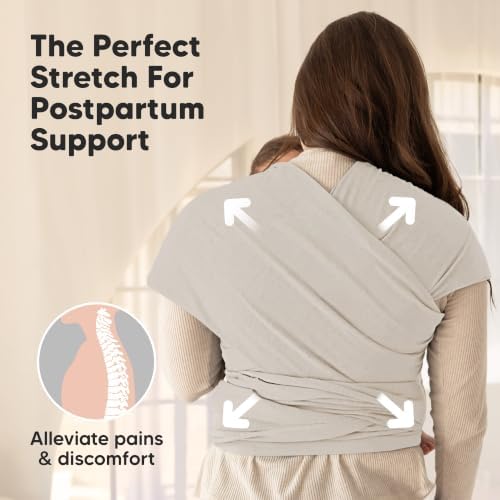 KeaBabies Baby Wrap Carrier, All in 1 Original Baby Carrier (Stone Gray) - Image 5