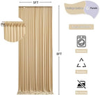 30 ft x 8 ft Thick Champagne Backdrop Curtain for Wedding Parties, 6 Panels 5 ft x 8 ft Wrinkle Free Polyester Champagne Photo Backdrop Drapes, Birthday Party Home Decoration Supplies - Image 5