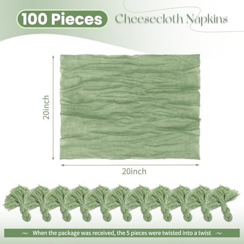 100 Pack Sage Green Napkins 20x20Inch Cheesecloth Napkins - Image 2