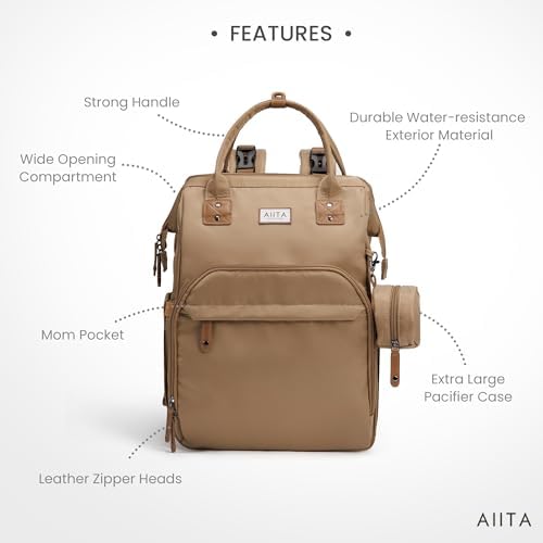 Diaper Bag Backpack, Multifunction Diaper Bag with Changing Station, Stylish Baby Bags, Large Unisex Diaper Backpack for Mom and Dad, Baby Registry Search, Portable Changing Pad – Coffee Brown - Image 2