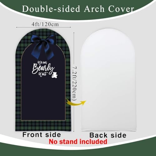 Tartan Plaid Bear Baby Shower Arch Backdrop Cover 7.2ft Party Decor - Image 2