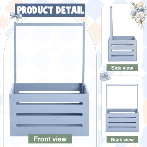 Suzile Baby Shower Crate Wooden Closet Baby Basket Gift,Haze Blue - Image 3