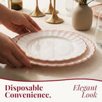 By Madee HEAVYWEIGHT Ivory Rose Gold Scalloped Plates for Wedding 100 Pc - Image 2