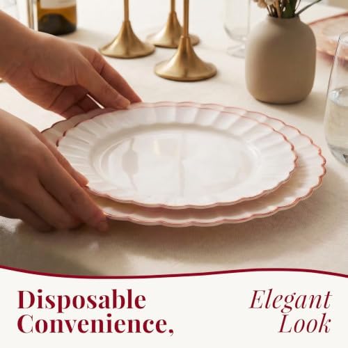 By Madee HEAVYWEIGHT Ivory Rose Gold Scalloped Plates for Wedding 100 Pc - Image 2