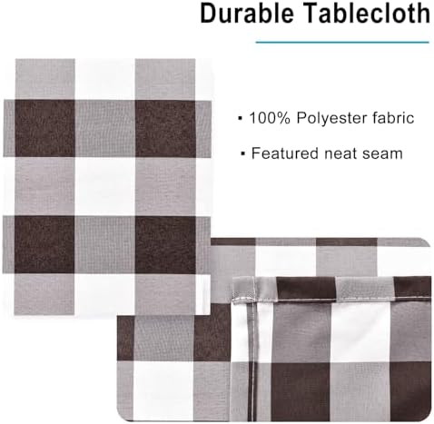 Hiasan Checkered Tablecloth Rectangle 52 x 70 Inch, Coffee and White - Image 3