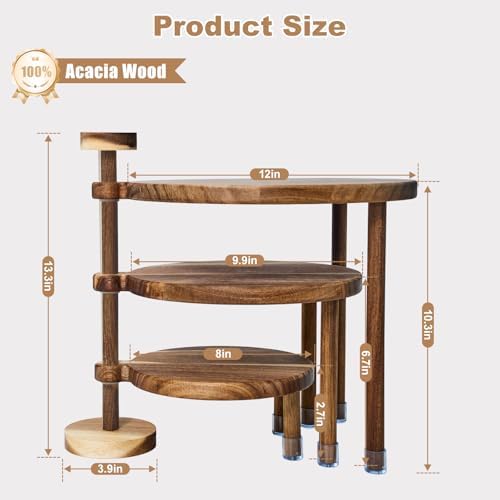 Cupcake Stand, Acacia Wood Cake Stand, Cupcake Display Stand, Wedding Cake Stands, 360° Rotatable Cupcake Stands for Party, 3 Tier Cupcake Stand, Cup Cake Tower Stand for Birthday Anniversary Party Decoration - Image 6