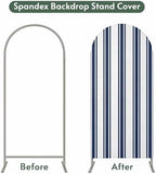Strip Spandex Arch Backdrop Cover 6.6FT for Balloon Garland Rustic Farmhouse Strip Blue Double-Sided Chiara Backdrop Stand Cover Elastic Fitted Fabric Background for Birthday Party Baby Shower Decor - Image 4