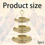 3 Pcs 3 Tier Stainless Steel Cupcake Stand, Gold Tiered Dessert Stand for Wedding, Birthday Party, Baby Shower, Tea Party, Graduation Ball (Gold) - Image 2