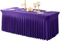 1 Pack Purple Table Clothes for 8 Foot Rectangle Tables, One-Piece Wrinkle Resistant Stretch Spandex Table Covers with Skirt for Event Banquet Wedding Birthday Party by PartyTalk