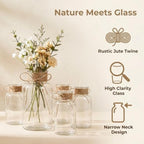 Clear Glass Vase Set, Hemp Rope Bowknot Decoration, Rustic Rustic Style Table Top for Wedding Flower Arrangement, Set of 12 - Image 5