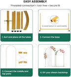 Metal Arch Backdrop Stand Set of 2, Gold Wedding Arch Frame 7.2FT+6FT, Heavy Duty Round Balloon Arch Stand with Threaded Connection for Wedding Ceremony, Baby Shower, Birthday Party Decorations - Image 6