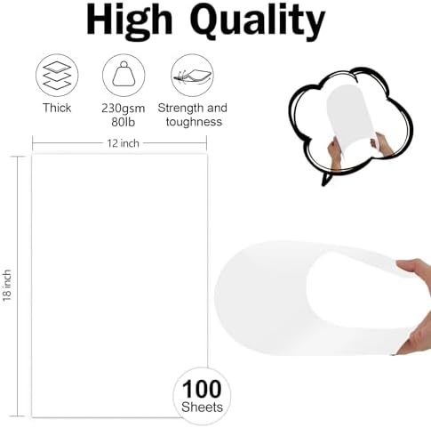12x18 White Cardstock 100 Sheets - Image 2