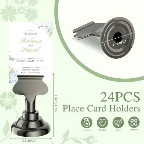 Urban Deco 24 Pieces Table Card Holder Place Card Holders 1.7 inches Gold Steel Card Holders for Photos, Food Signs, Memo Notes, Weddings, Restaurants, Birthday(Balck 24PK) - Image 2