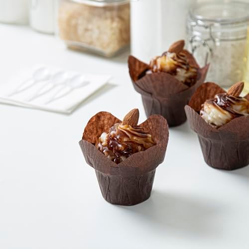Restaurantware 6 oz Brown Paper Daffodil Baking Cup, 200 Pack - Image 3