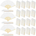 MCEAST 120 Pieces Wedding Handheld Paper Fans White Bamboo Folding Paper Fan with 120 Organza Bags Foldable Cool Wedding Favors Wedding Fans for Guests Party Favors DIY Decoration by MCEAST