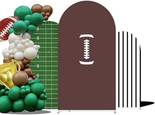 NIVIUS PHOTO 7.2FT American Football White and Black Stripes Arch Backdrop Cover for Boy Birthday Baby Shower Sport Party First Year Down Rugby Theme Decor,Elastic Spandex - Image 4