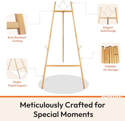 JEAWIWI Floor Easel Stand, Gold, 4-Tier Heavy Duty Metal for Wedding Sign - Image 3