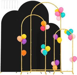 3 Metal Arch Backdrop Stands with Black Covers, 4/5/6FT by Laxwuqu