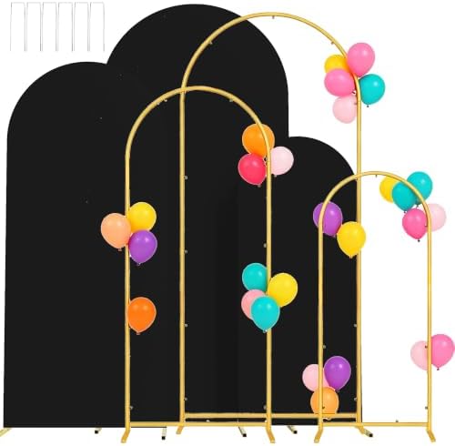 3 Metal Arch Backdrop Stands with Black Covers, 4/5/6FT by Laxwuqu